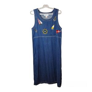Castles Sport Novelties Size M Womens Nautical  Print Denim Jean Jumper Vintage‎